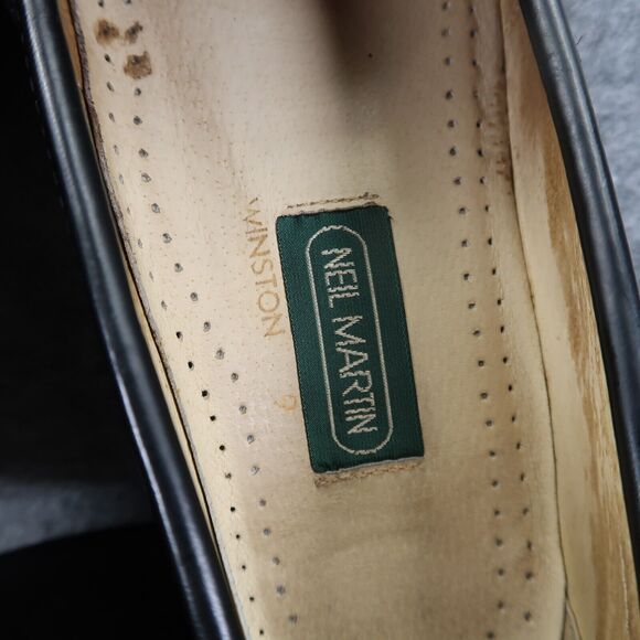 Neil Martin Shoe Men 9 Loafer Fringe Leather Classic Slip On Winston Italy Black - Picture 10 of 16